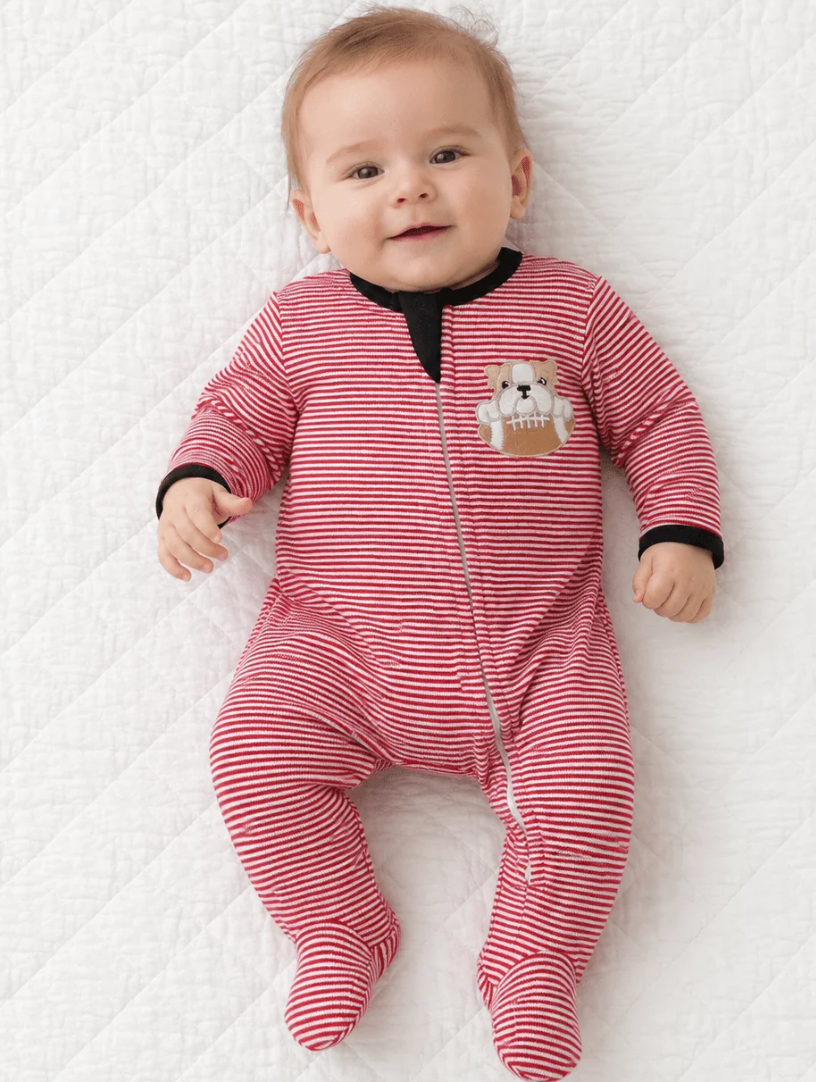 Magnolia Baby | Bulldog Pride Applique Zip Footie