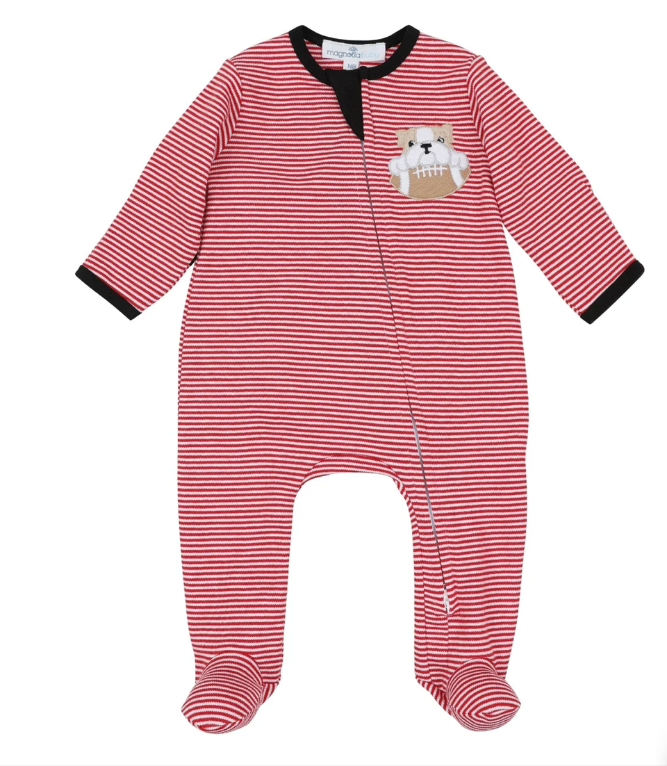 Magnolia Baby | Bulldog Pride Applique Zip Footie