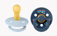 BIBS | Colour Holiday Train Pacifiers 2 Pack | Baby Blue/Steel Blue