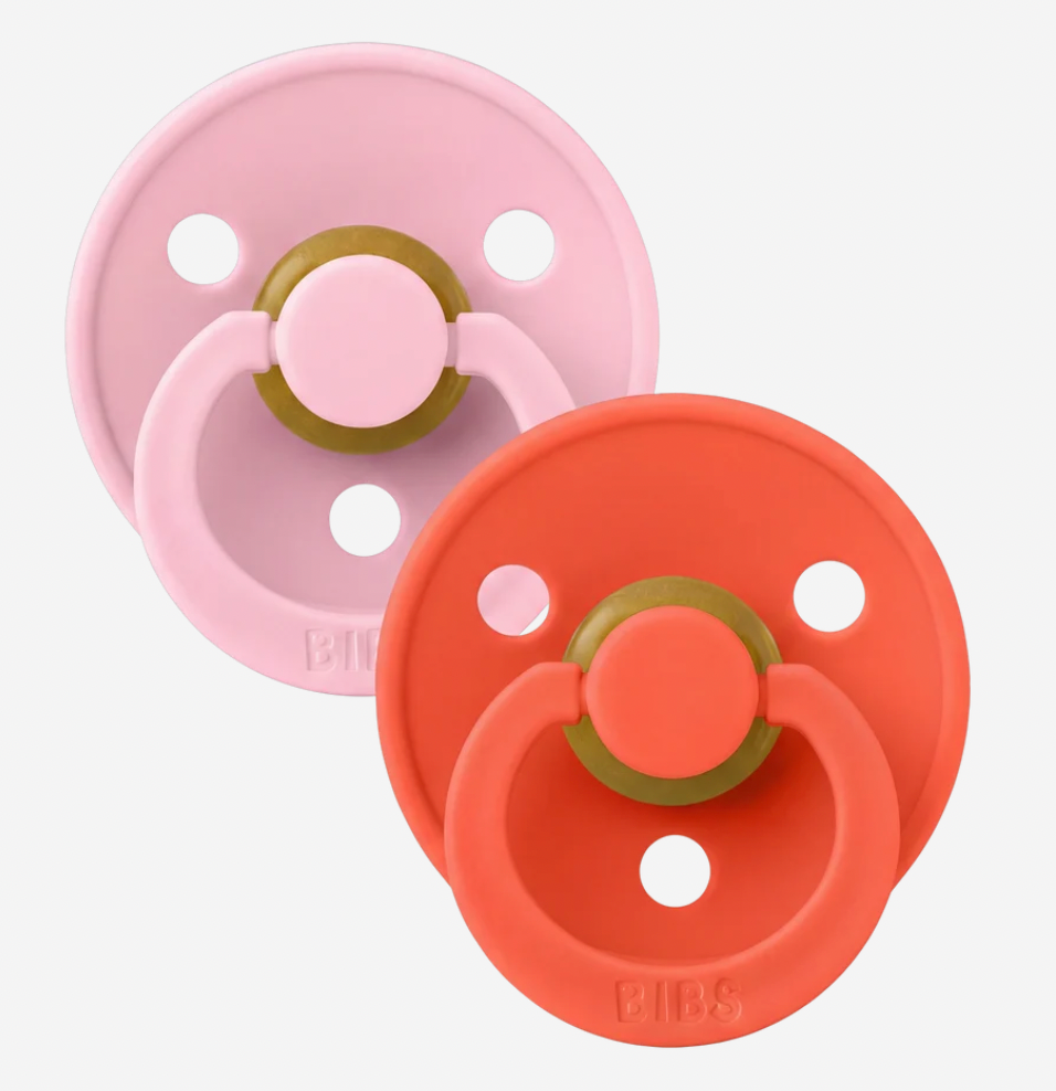 BIBS | Colour Pacifiers 2 Pack | Baby Pink/Tango