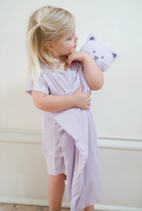 Uptown Baby | Purple Mini-Stripe Kitty Lovey Blanket + Paci Clip Holder