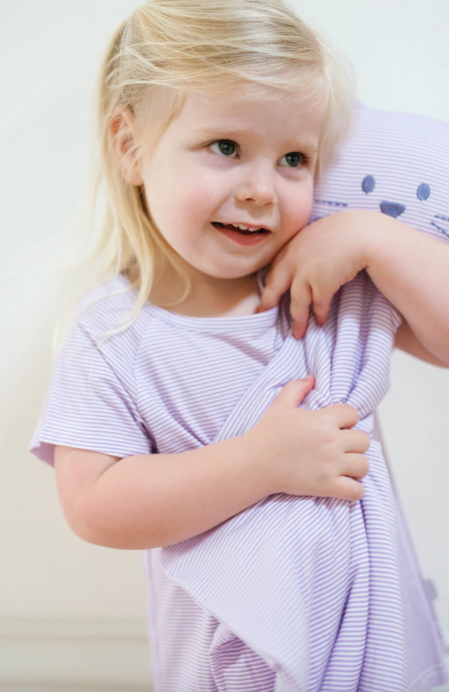 Uptown Baby | Purple Mini-Stripe Kitty Lovey Blanket + Paci Clip Holder