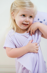 Uptown Baby | Purple Mini-Stripe Kitty Lovey Blanket + Paci Clip Holder