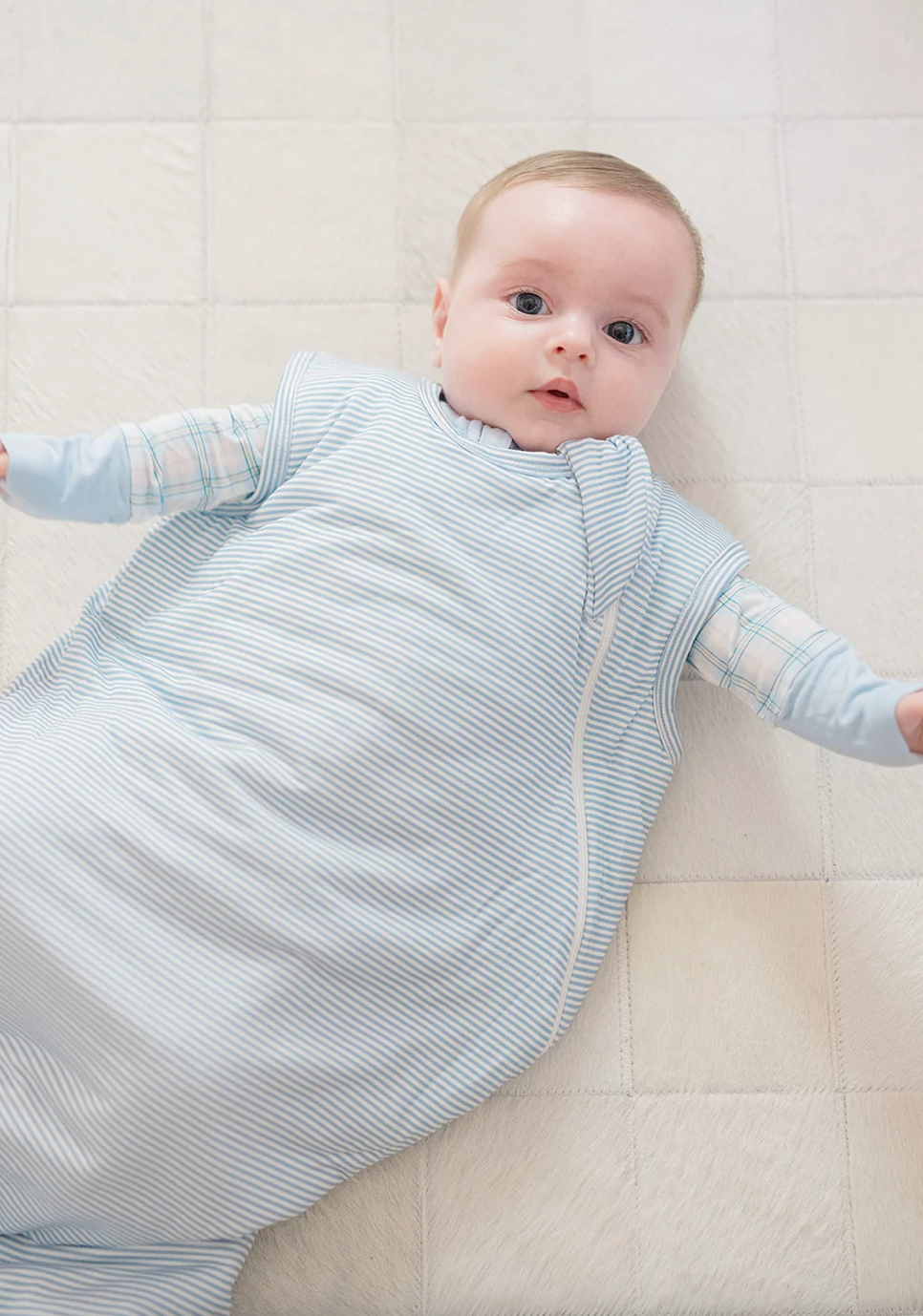Uptown Baby | Dusty Blue Mini-Stripe Sleep Sack