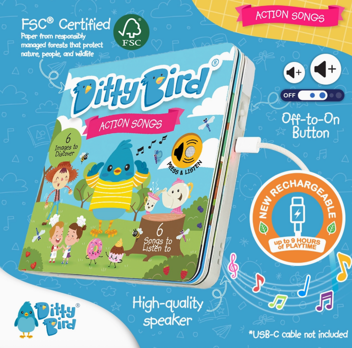 Ditty Bird | Action Songs - Motor Skills Baby Sound Book
