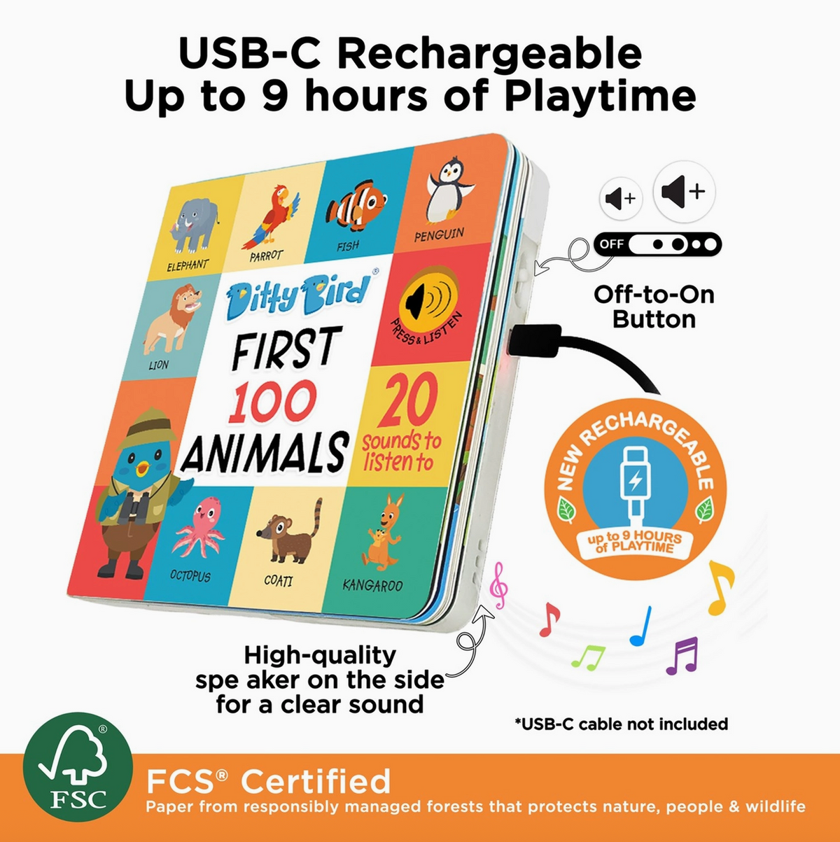 Ditty Bird |  First 100 Animals Baby Sound Book