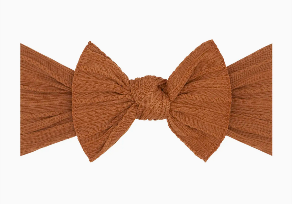 Baby Bling Bows- Cable Knit Bow in Camel