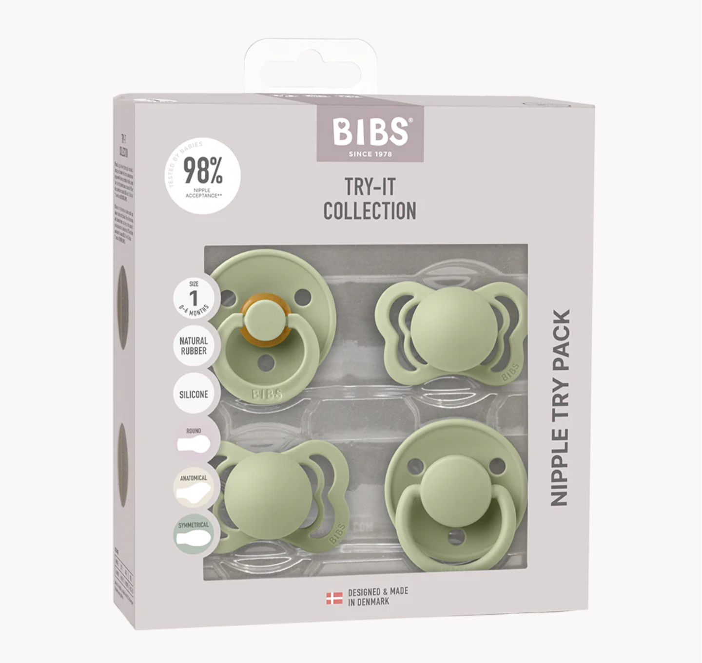 BIBS | Try-it Silicone & Latex Pacifier Collection - Sage