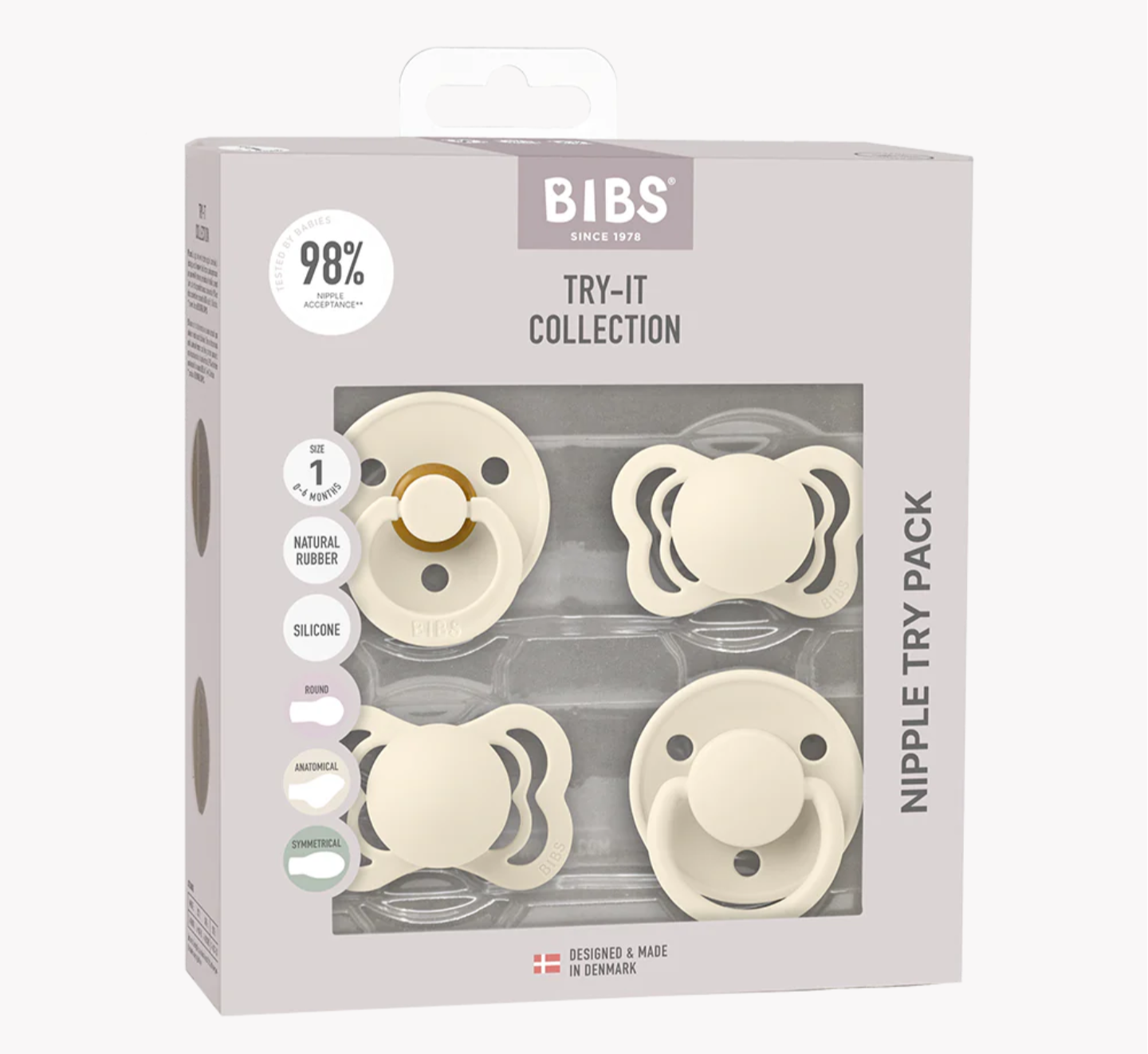BIBS | Try-It Silicone & Latex Pacifier Collection - Ivory