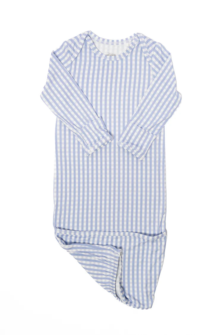 The Uptown Baby Gingham Newborn Gown - French Blue