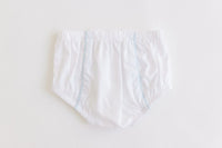 Terry Tots Diaper Cover in White with Blue Trim 0-3 MONTHS