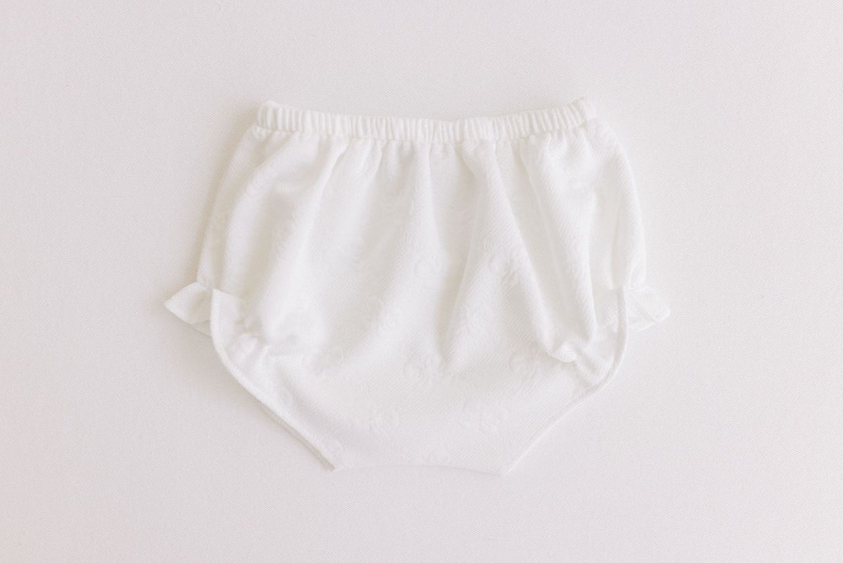 Terry Tots Diaper Cover in White Jacquard