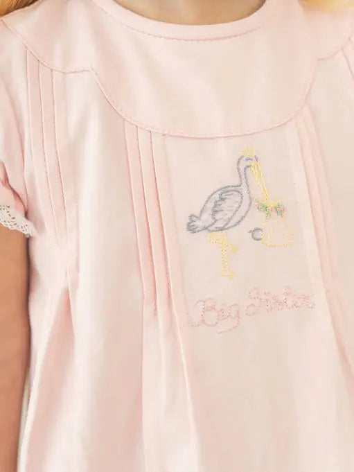 Ruth and Ralph | Pink Big Sister Embroidered Dress