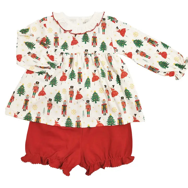 Marco & Lizzy Christmas Nutcracker Print Baby Girl's Diaper Set