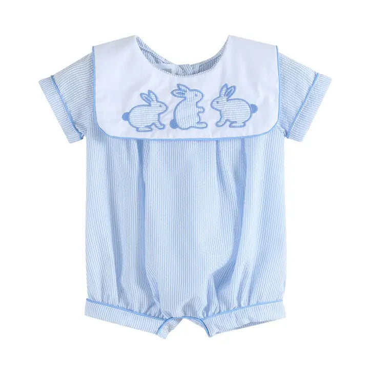 Lil Cactus Blue Stripe Bunny Romper