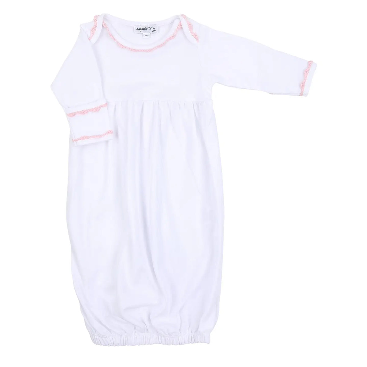 Magnolia Baby Baby Joy Gown with Pink Crochet Trim