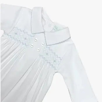 Baby Threads Boys Hand Smocked Footie with Blue