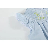 Lil Cactus Blue Crosses Smocked Bishop Dress