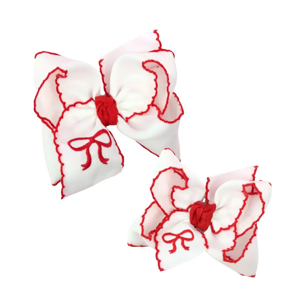 White with Red Bow Hairbow