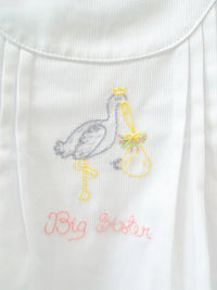 Ruth and Ralph | White Big Sister Stork Embroidered Dress