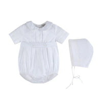 Lil Cactus White Collared Button Romper with Bonnet