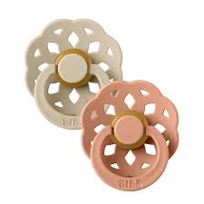 Bibs Boheme Pacifiers Two Pack - Vanilla/Peach Size Two