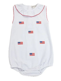 Marco & Lizzy | Star Spangled Banner Girls Flags All Over Romper