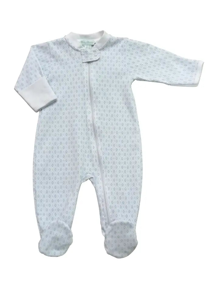 Baby Threads Blue Argyle with Dot Baby Pima Cotton Footie
