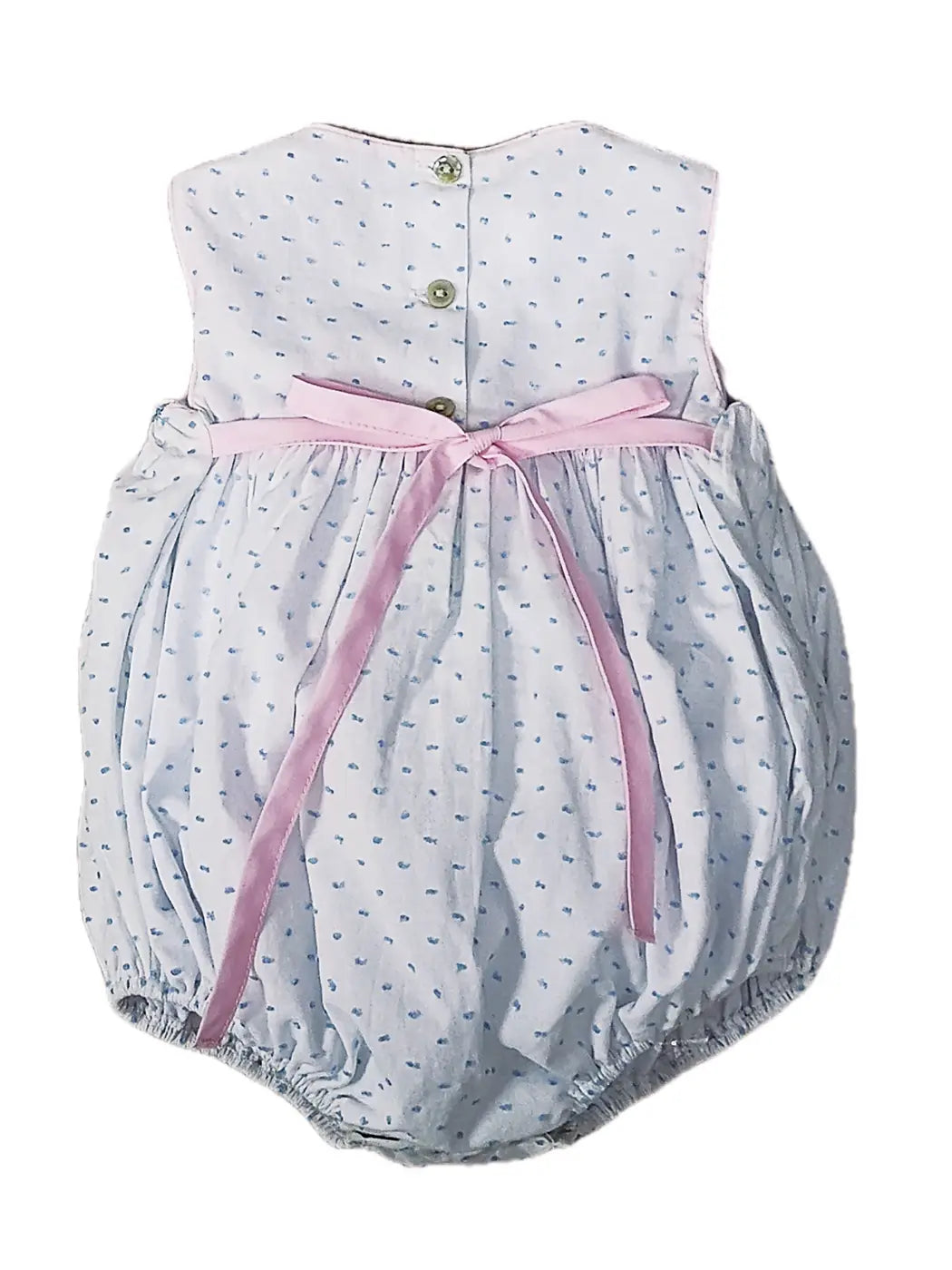 Marco & Lizzy | Sweet Spring Blue Smocked Plumeti Baby Girl Bubble