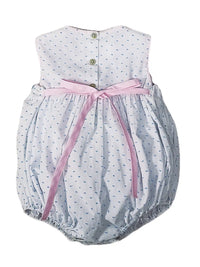 Marco & Lizzy | Sweet Spring Blue Smocked Plumeti Baby Girl Bubble