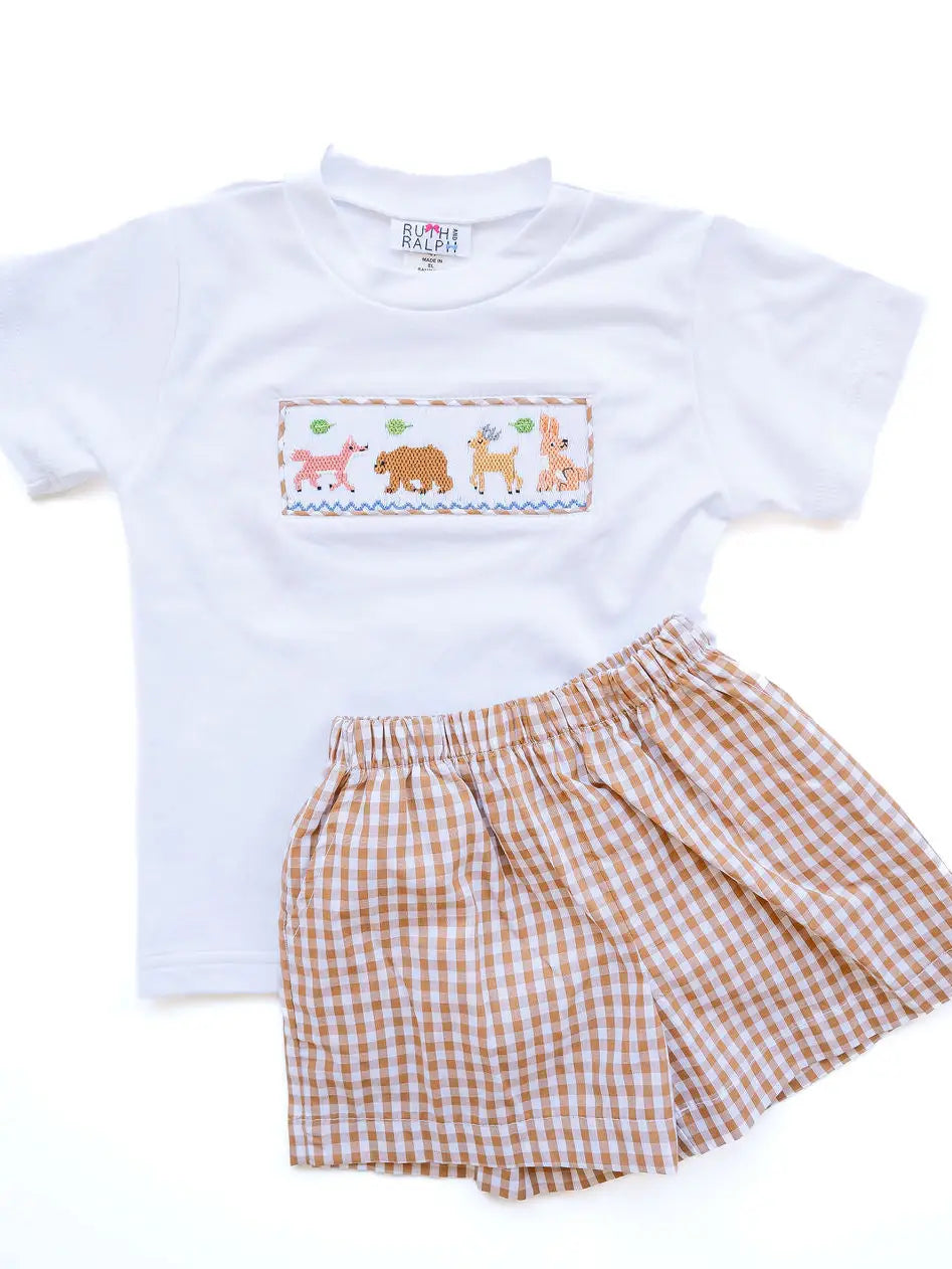 Ruth and Ralph Woodland Animals Smocked Beau Set