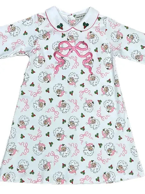 Marco & Lizzy Santa Girl's bows dress Pink Santa Collection