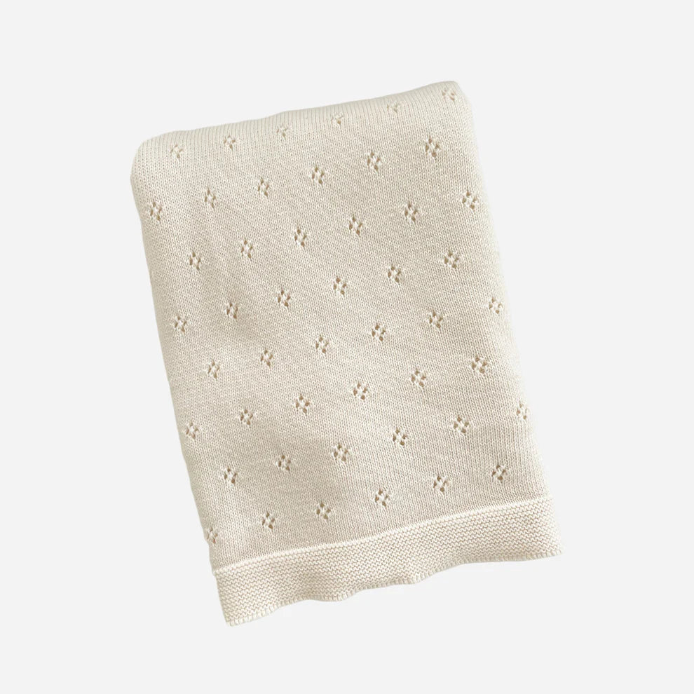 The Blueberry Hill Heirloom Pique Blanket & Lamb Lovey Gift Set, Cream | Organic Cotton