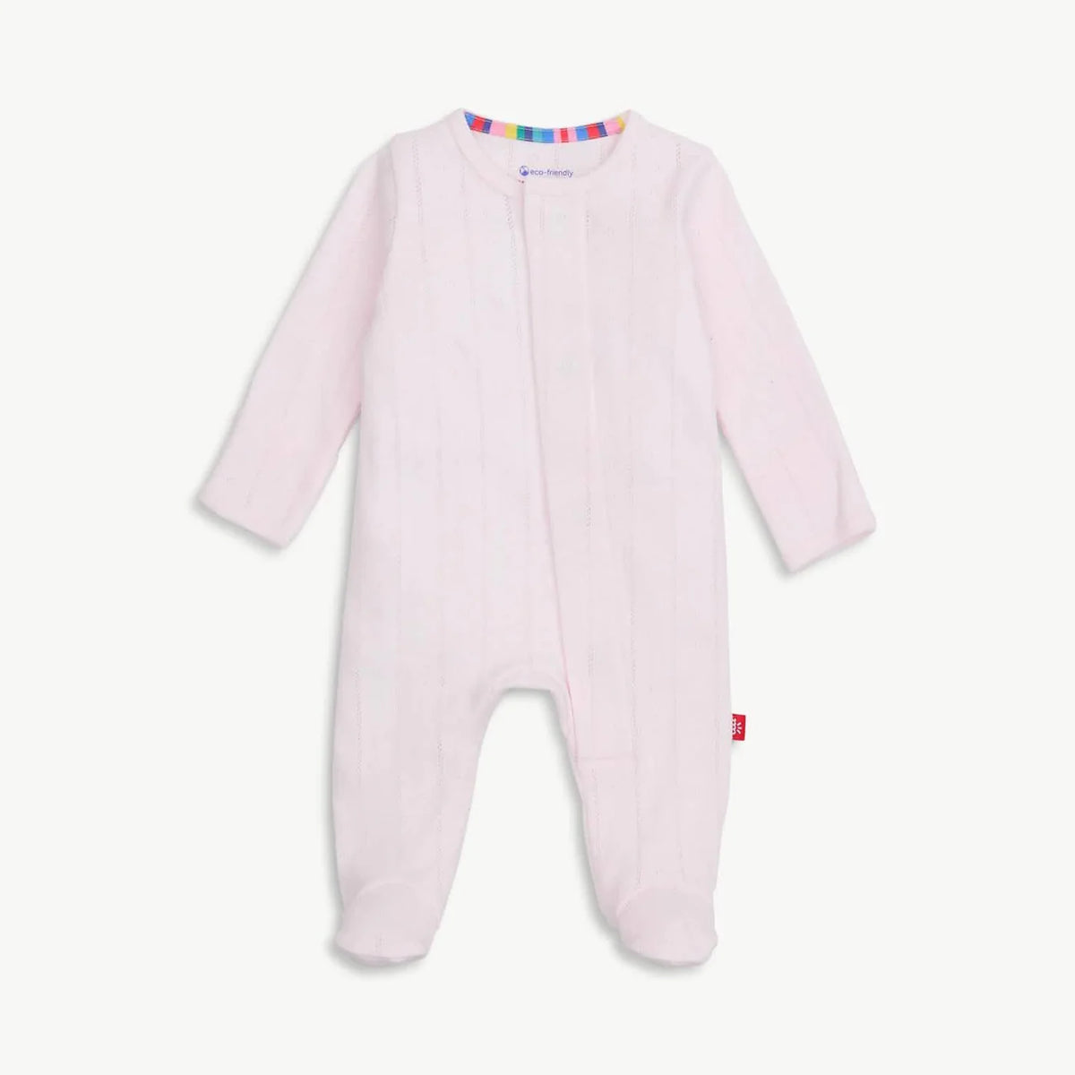 Magnetic Me Pink Love Lines Pointelle Footie