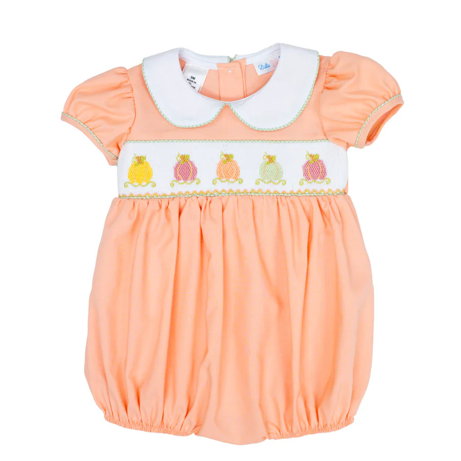 Lulu Bebe | Pumpkin Smocked Rosie Bubble