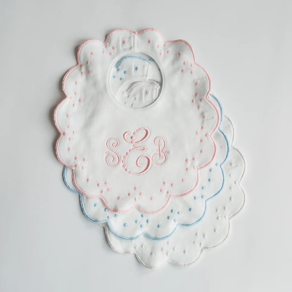 The Proper Peony | Bib & Burp Set - Scallop Dot