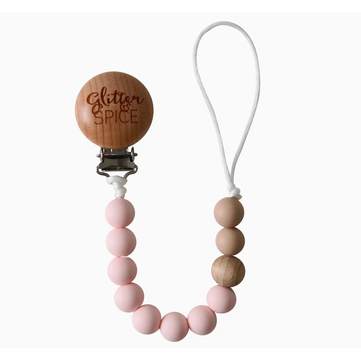 Glitter & Spice Silicone Paci Clip (Peony Pink)
