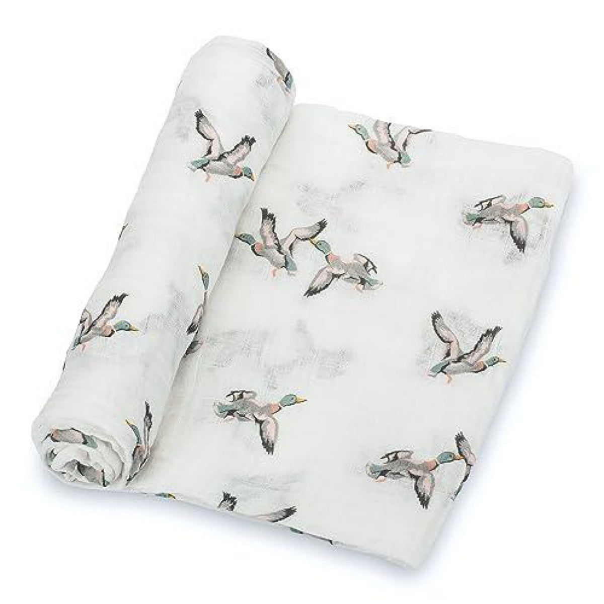 LollyBanks Muslin Swaddle Blanket | 100% Cotton | Mallard Ducks