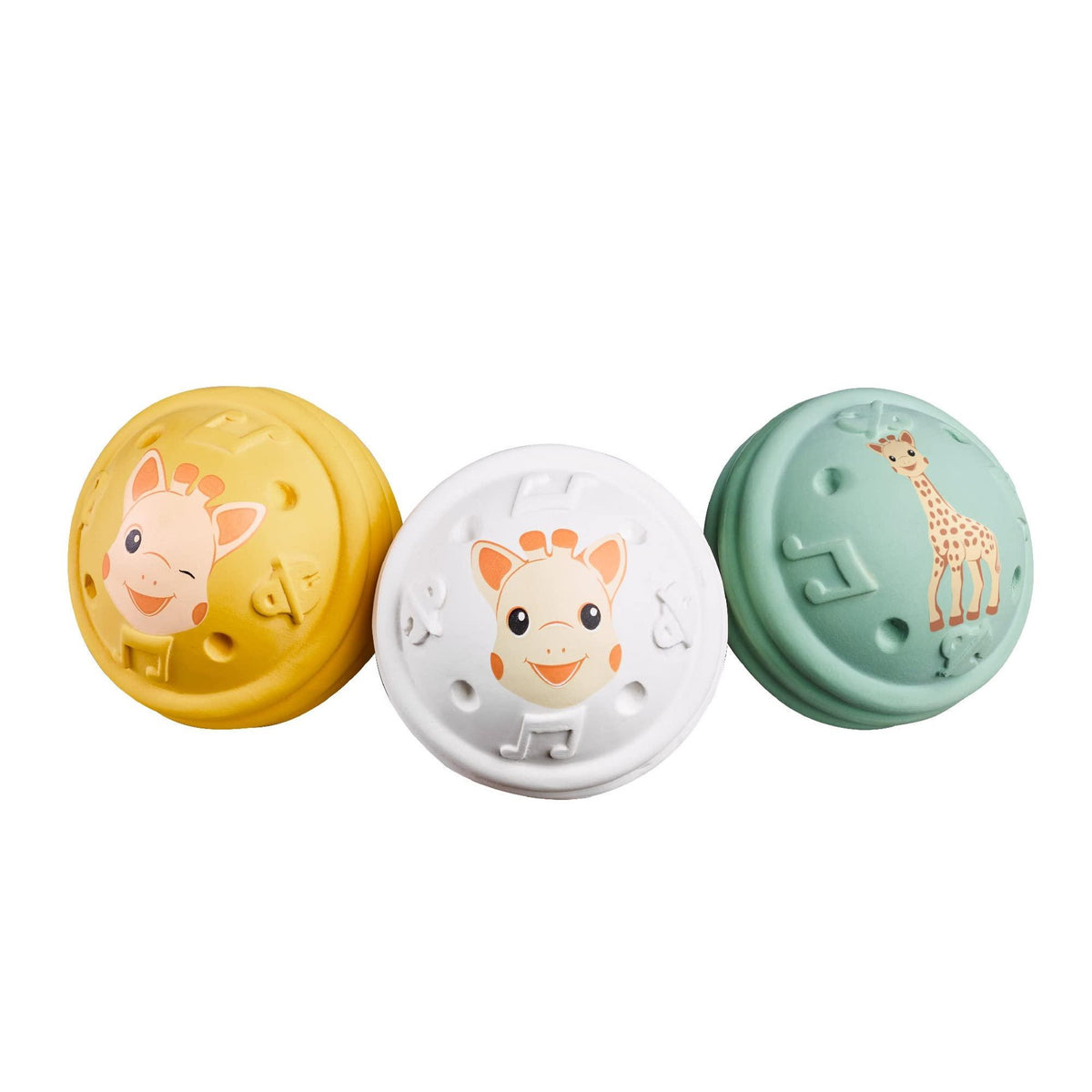 Sophie La Girafe - 3 Musical Balls - Learning Games - Different Sounds - Rubber - Lightweight and Easy to Grip