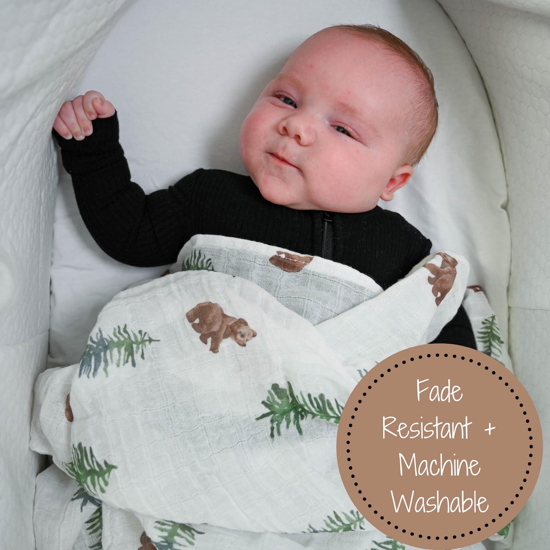 Lollybanks Baby Muslin Swaddle Blanket | 100% Muslin Cotton | Bear