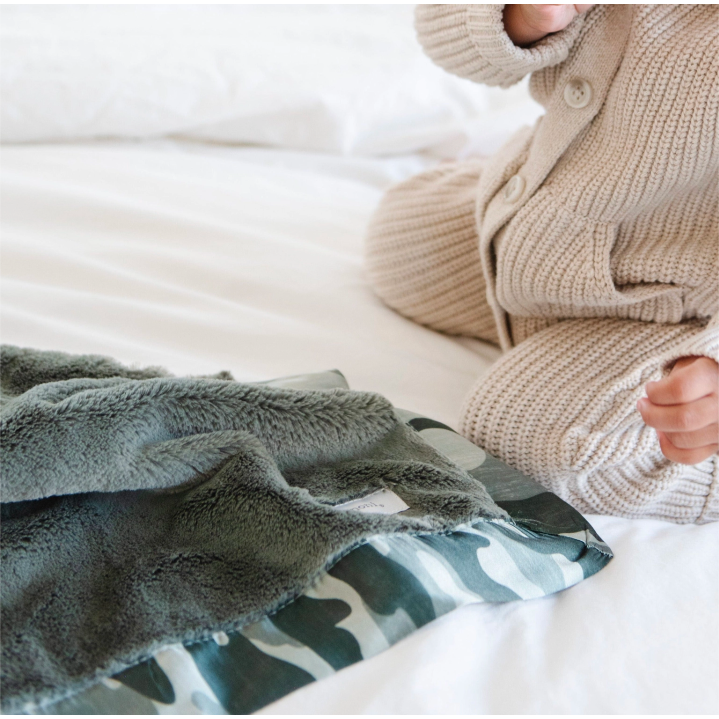 Saranoni | Satin Border Lush Receiving Blanket in Camo