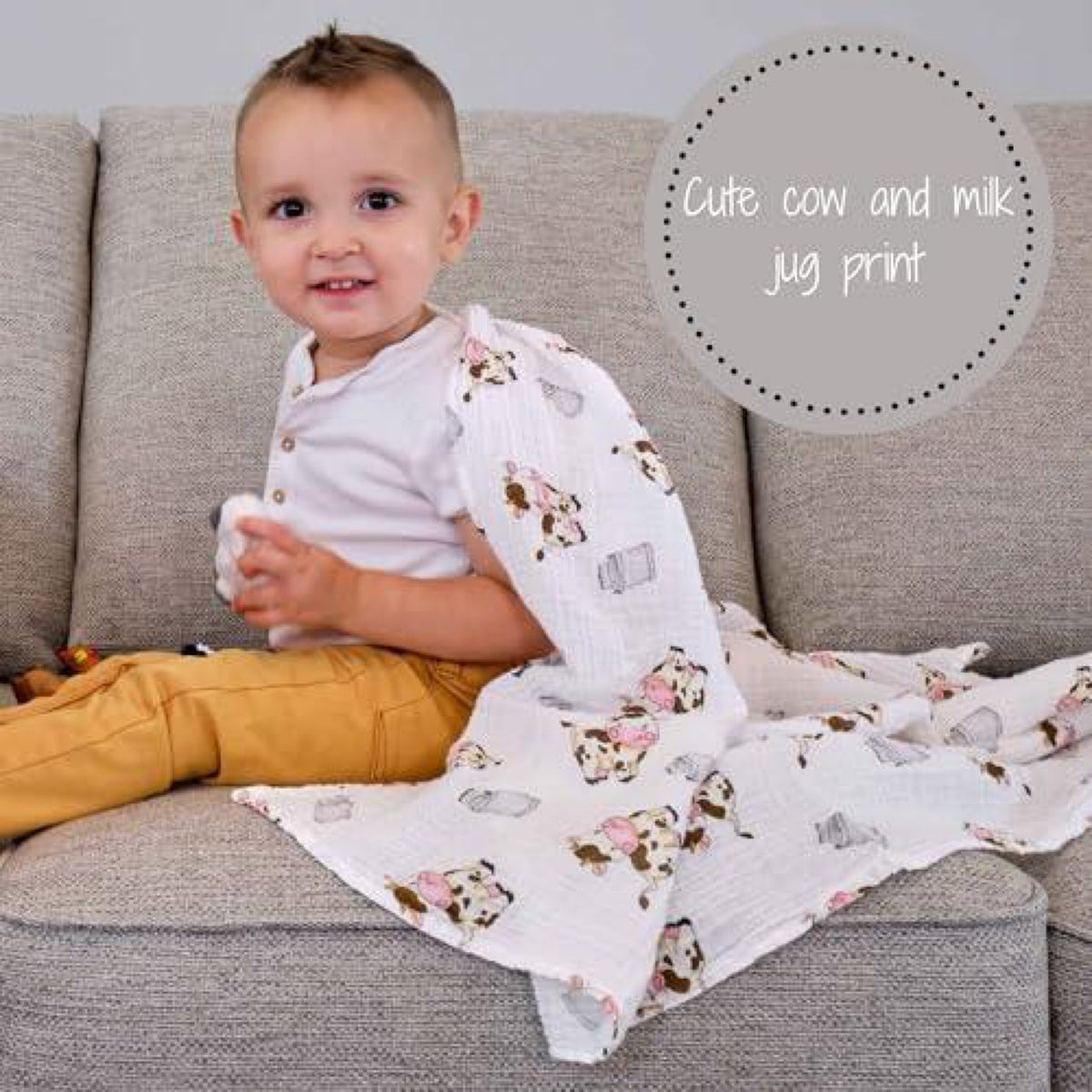 Lollybanks Swaddle Blanket | 100% Muslin Cotton | Cow