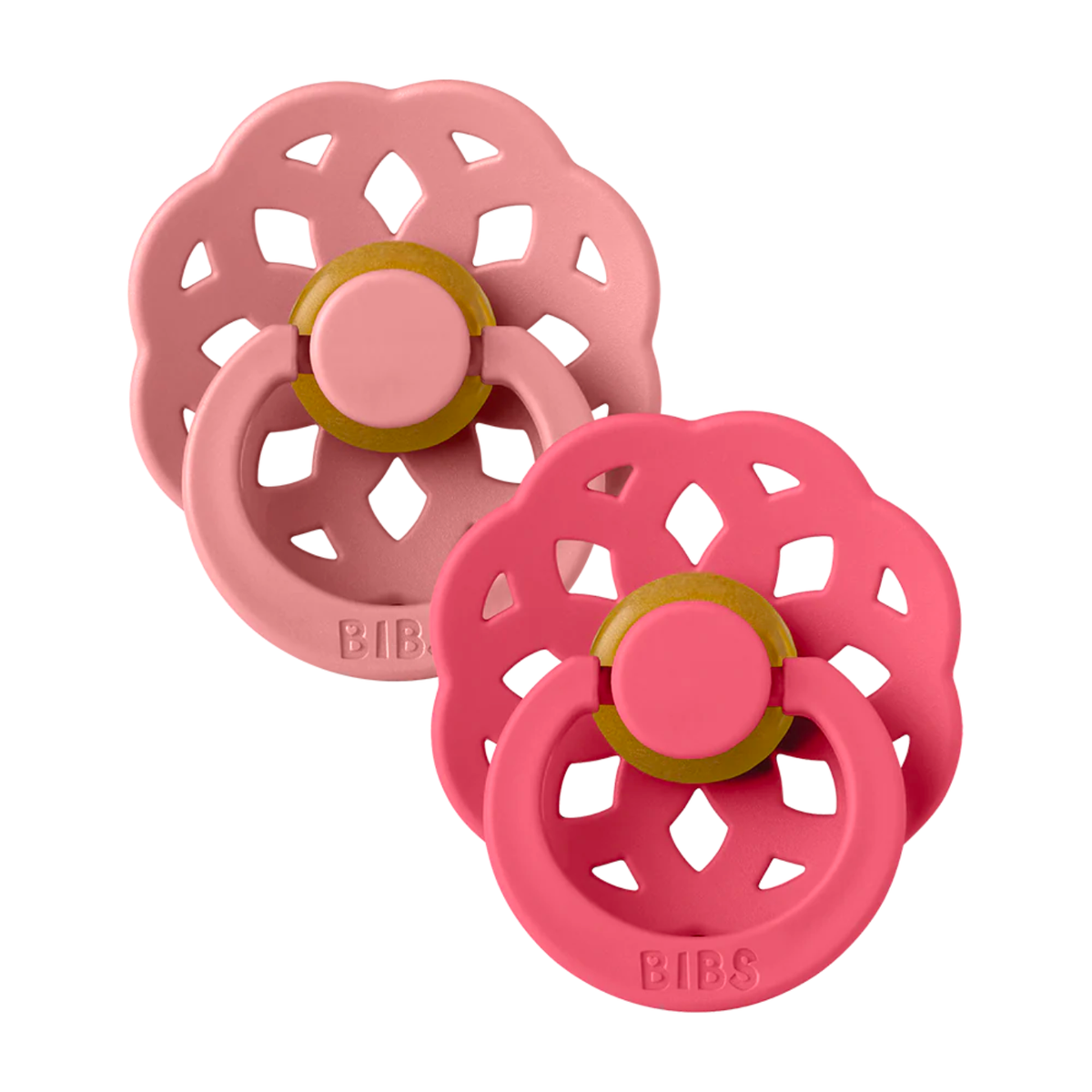 Bibs Pacifiers Boheme 2-pack 6m+ Dusty Pink/Coral
