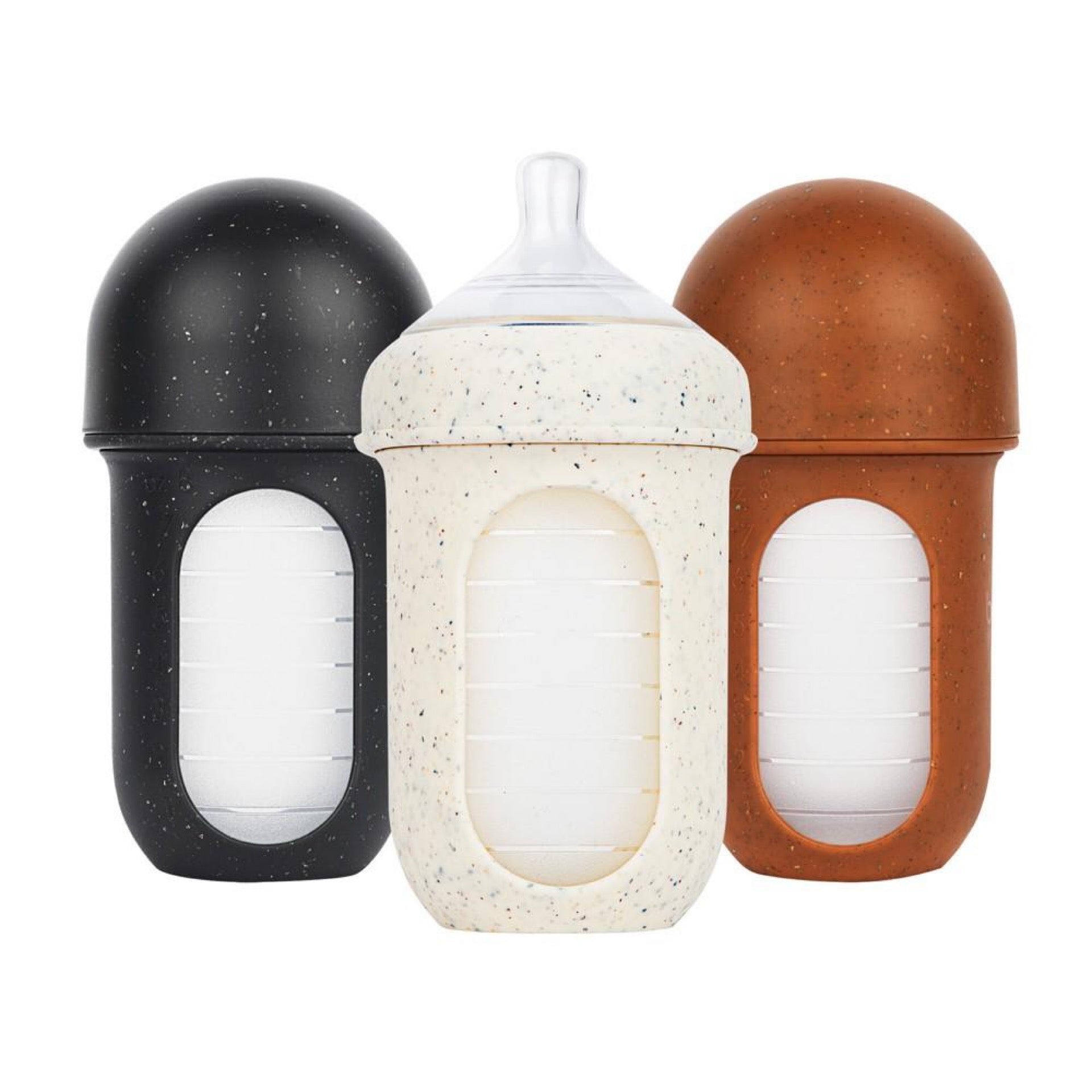 Boon Nursh Silicone Baby Bottles – Stage 2 Medium Flow – 8oz – Speckle (3pk)