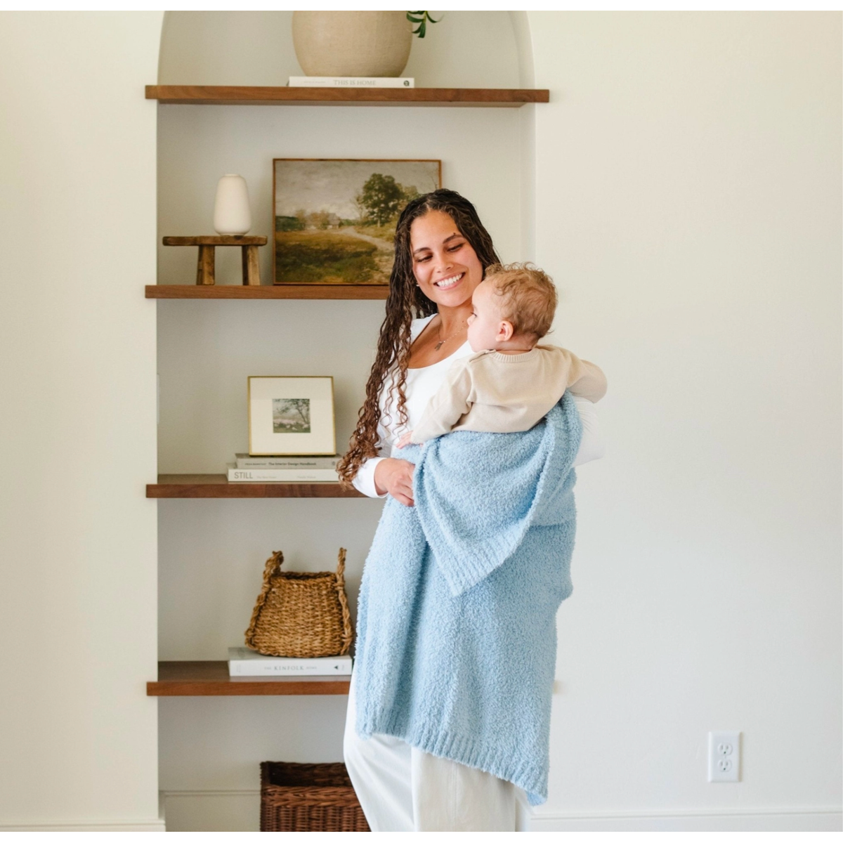 Saranoni Light Blue Bamboni Receiving Blanket (30”x40”)