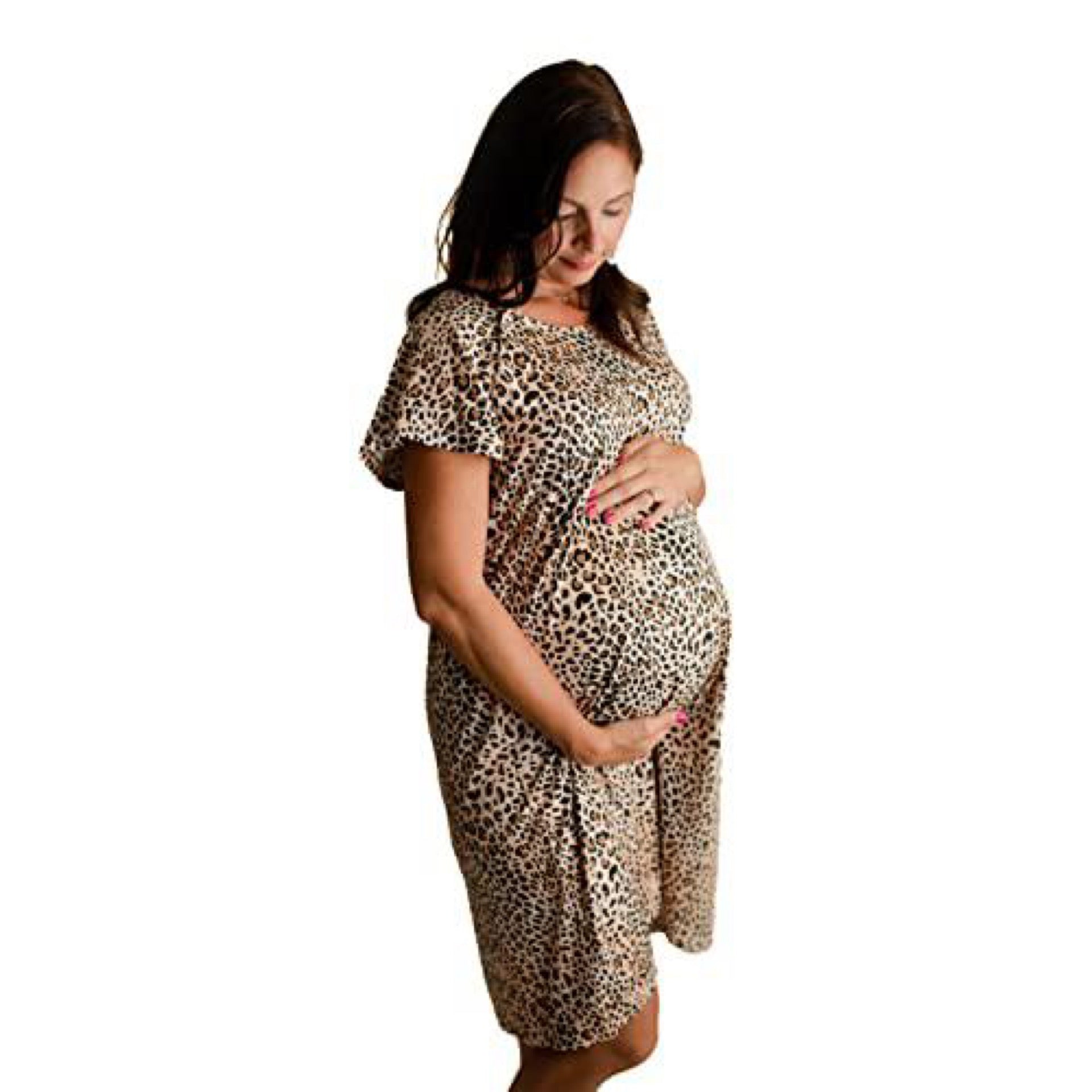 Three Little Tots Leopard Mommy Labor and Delivery Gown Size Small/Medium