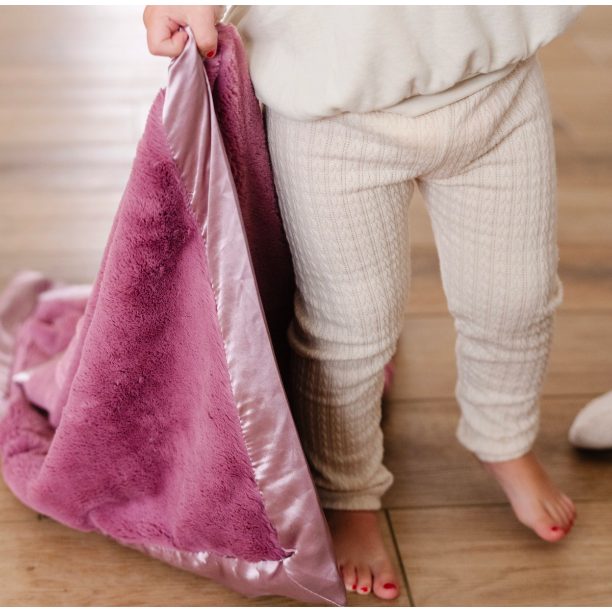 Saranoni | Satin Border Lush Receiving Blanket in Muted Mauve