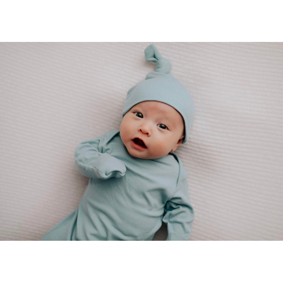 Three Little Tots Newborn Baby Knotted Tie Gown (Blue Bird)