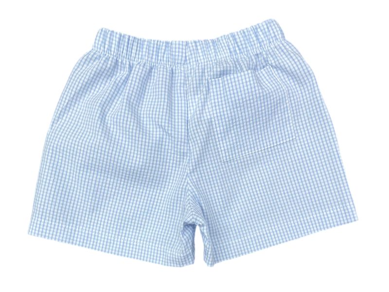 James &Lottie | Conrad Shorts in Mini Light Blue Gingham