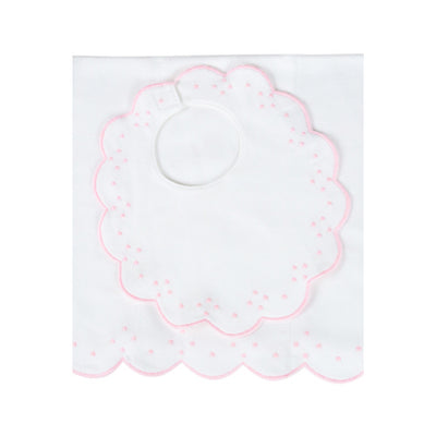The Proper Peony | Bib & Burp Set - Scallop Dot
